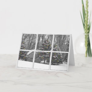 Old Cabin with Lights in Window Card