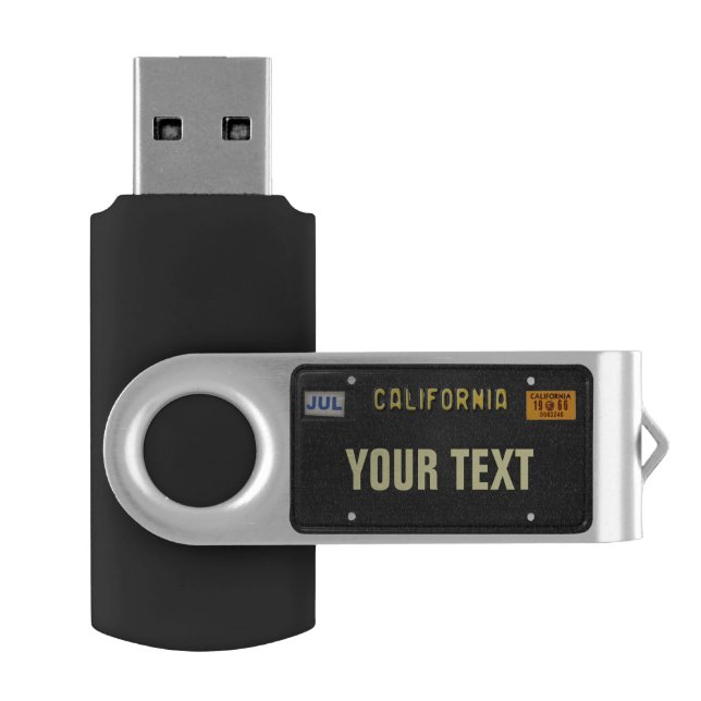Old California License Plate (customizable) USB Flash Drive (Opened)