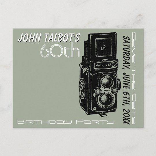 Old Camera 60th Birthday Party Save The Date 1 Announcement Postcard Zazzle Com