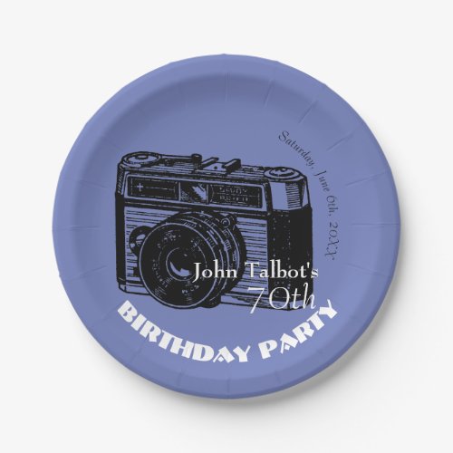 Old Camera 70th birthday Party Paper Plate