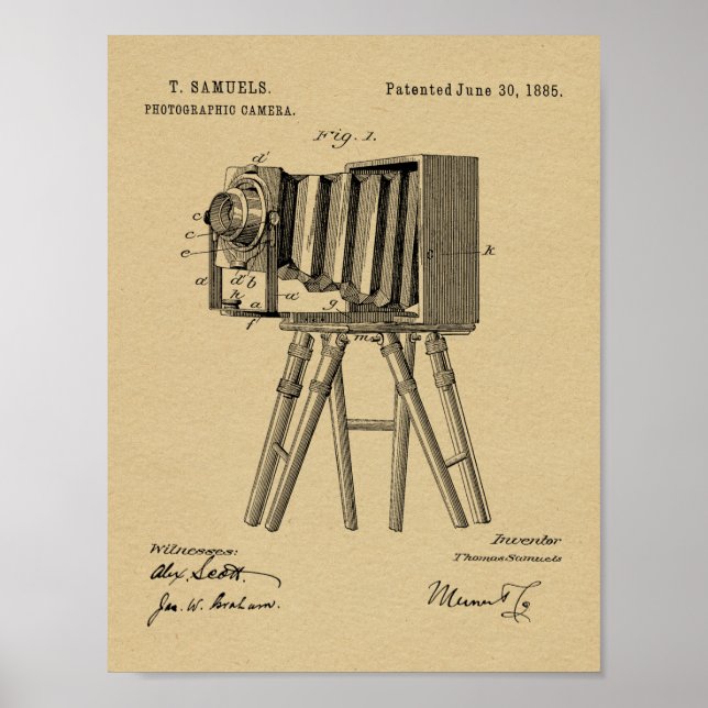 Old Camera Tripod Patent Art Drawing Print (Front)
