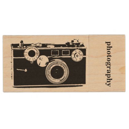 Old Camera Wood Flash Drive