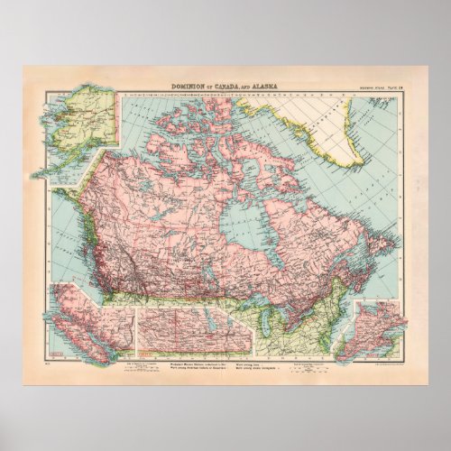 Old Canada Map 1923 Vintage Canadian Country  Poster