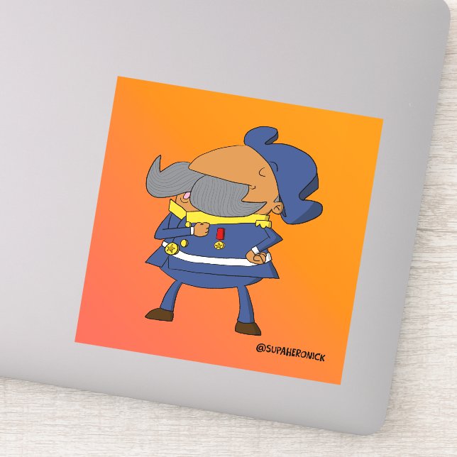 Old Cap Cartoon Captain Sticker (Detail)
