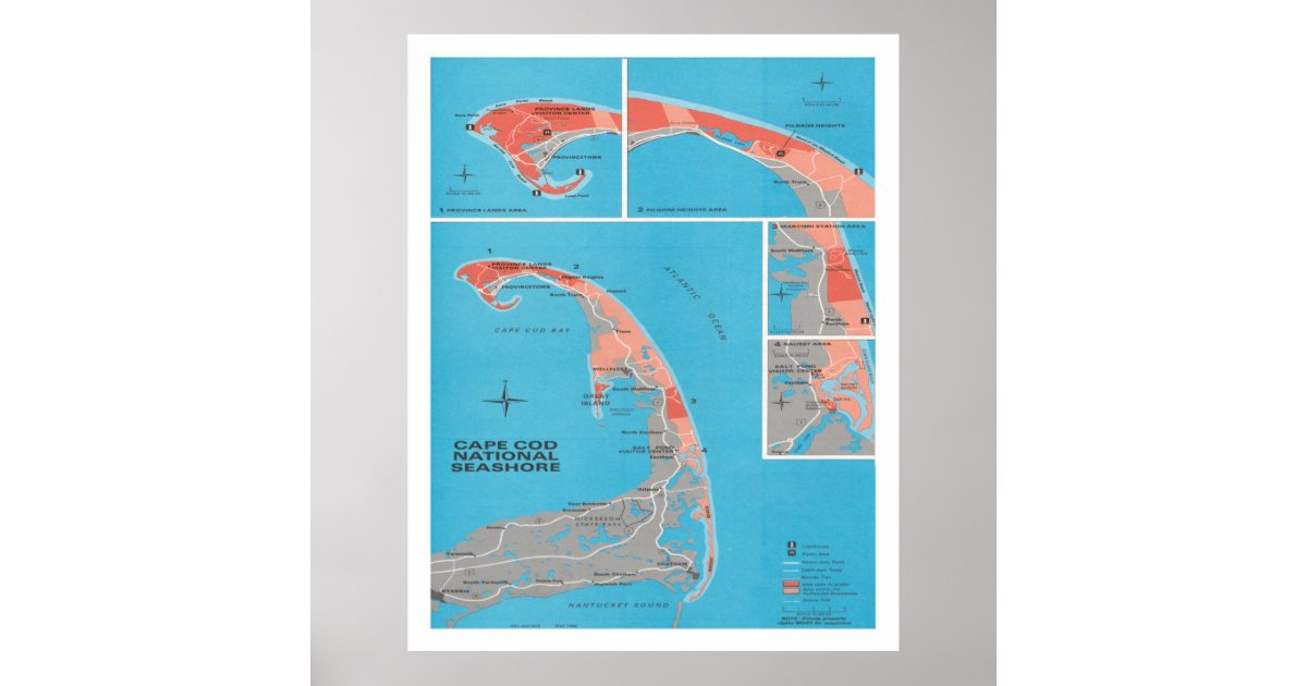 Old Cape Cod National Seashore Map (1968) Poster | Zazzle