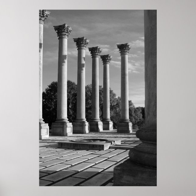 Old Capitol Columns B&W Poster (Front)