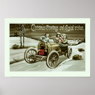 Old car and children poster