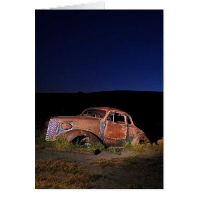 Old Car at Night, Bodie Ghost Town, Blank Inside Cards (Front)
