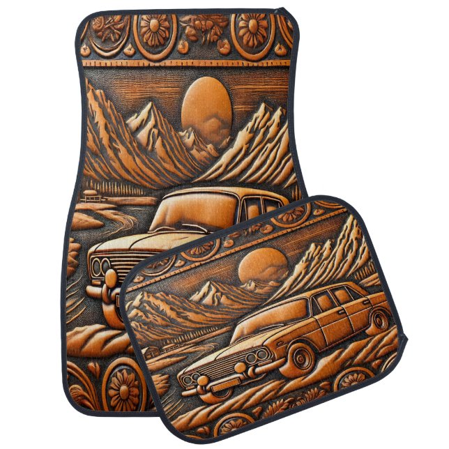 Old Car in Scenic Drive Car Floor Mat (Set)