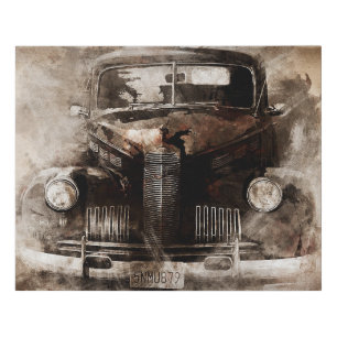 Old Car Vintage Faux Canvas Print