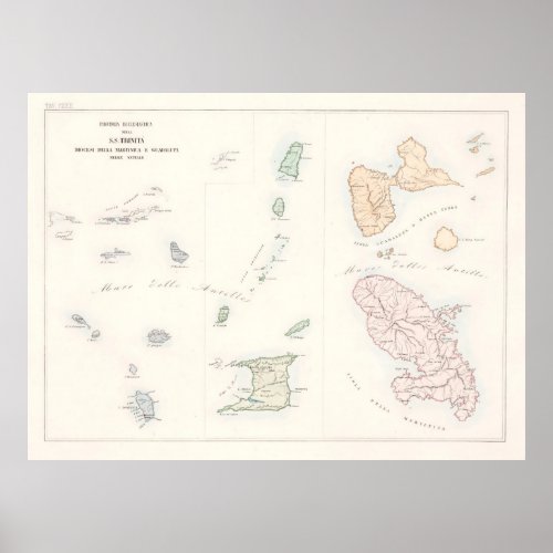Old Caribbean Map 1859  Poster