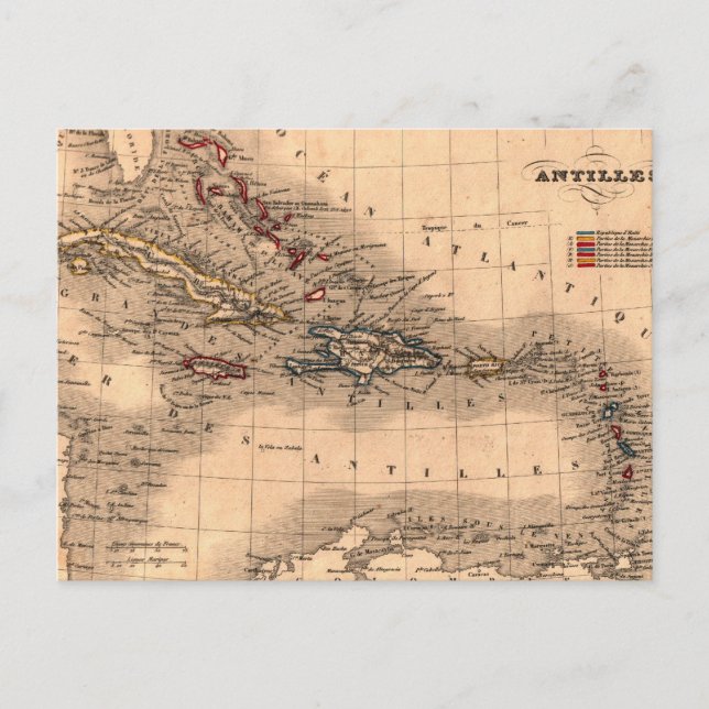 Old Caribbean Map Dive Shirt Postcard (Front)