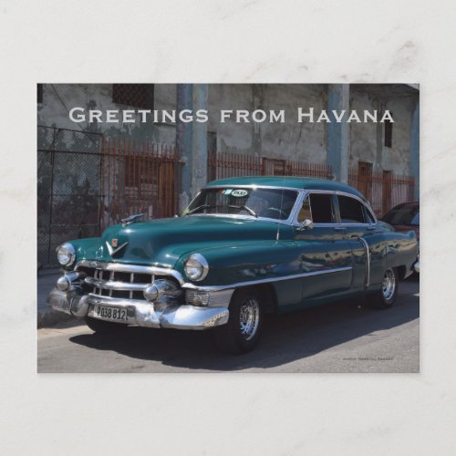 Old Cars Havana Cuba Taxi Postcard