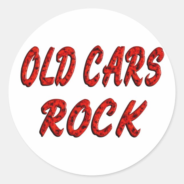 OLD CARS ROCK CLASSIC ROUND STICKER (Front)