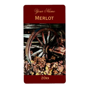 Old Cart Wheel Red Wine Label by myworldtravels at Zazzle