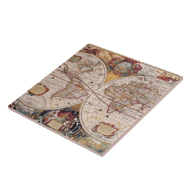 Old Cartographic Map Ceramic Tile (Side)