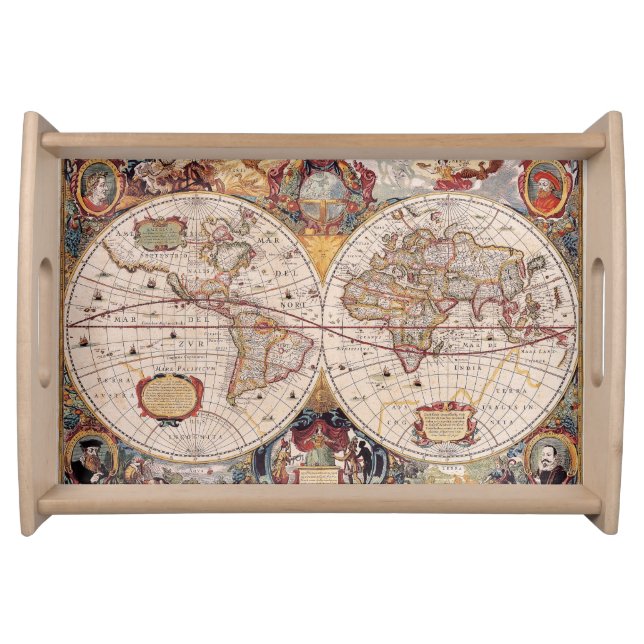 Old Cartographic Map Serving Tray (Front)