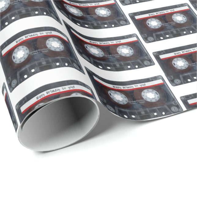 Old Cassette with Happy Birthday Text Wrapping Paper (Roll Corner)