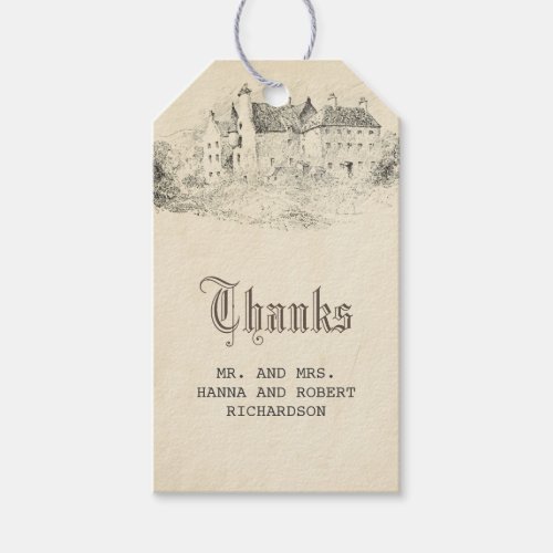 Old Castle Fairytale Wedding Vintage Gift Tags - Fairy tale wedding and party tags
