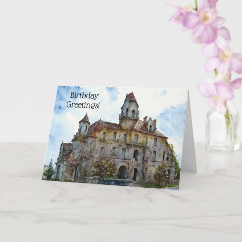 Old Castle House Manor Old Timer Birthday Card