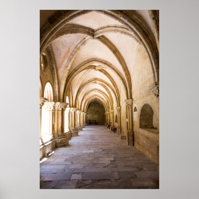 Old Cathedral Cloister Walkway Poster (Front)