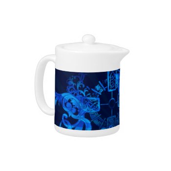 Old Celtic Design In Blue Art Teapot by fotoshoppe at Zazzle