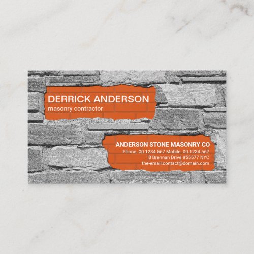 Old Cement Wall New Brickwork Brick Laying Business Card