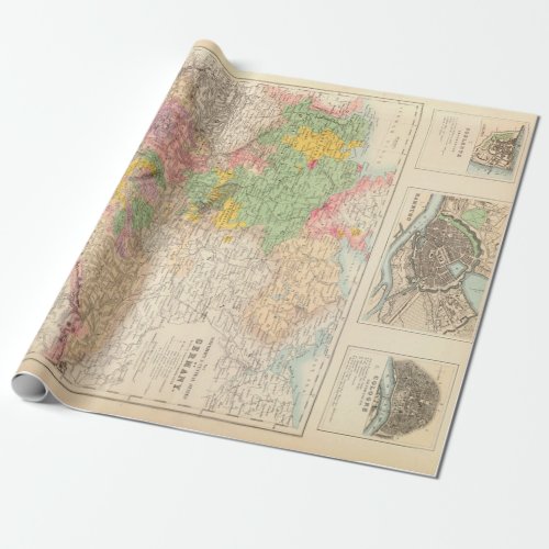 Old Central  Northern Germany Cities Map 1872  Wrapping Paper