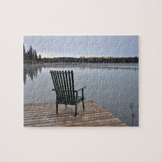 Old chair by lake jigsaw puzzle (Horizontal)