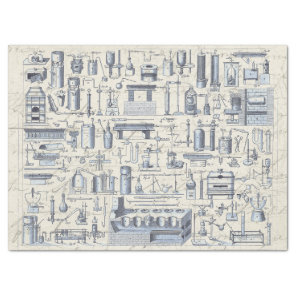 OLD CHEMISTRY LAB IN VINTAGE BLUE WITH LAB SCRIPT TISSUE PAPER