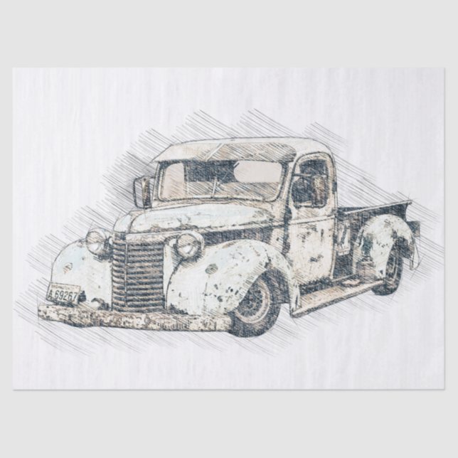 Old Chevrolet Retro Classic Truck Decoupage Tissue Paper (Front)