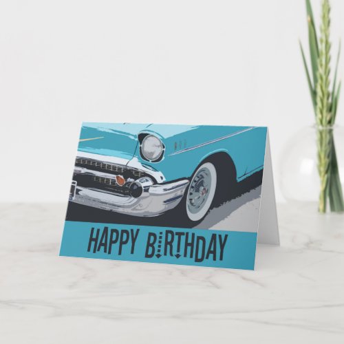 Old Chevy birthday in blue Card