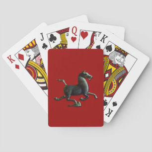 Old Chinese Sculpture Horse Year Zodiac Playing C Poker Cards