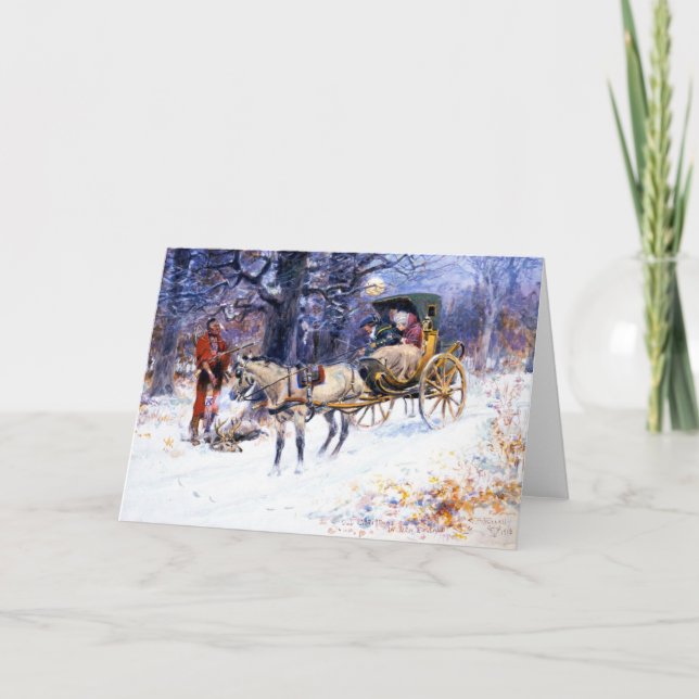Old Christmas in New England (by Charles Russell) Card (Front)
