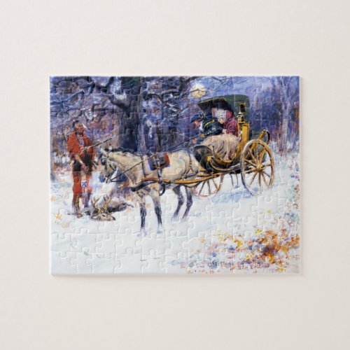 Old Christmas in New England by Charles Russell Jigsaw Puzzle