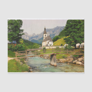 Old Church and Bridge in Bavaria, Germany Tissue Paper