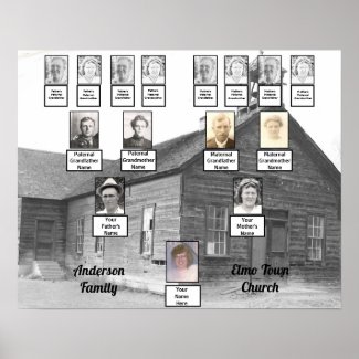 Old Church Building Photo Family Tree   Poster