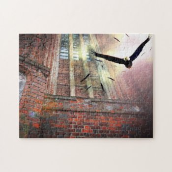 Old Church & Holy Eagle Puzzle by GetArtFACTORY at Zazzle