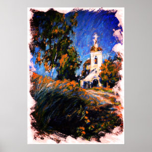 Old Church in Slotino Village, Moscow, Russia Poster