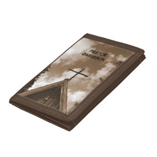 Old Church TriFold Nylon Wallet, Customized, Sepia Tri-fold Wallet