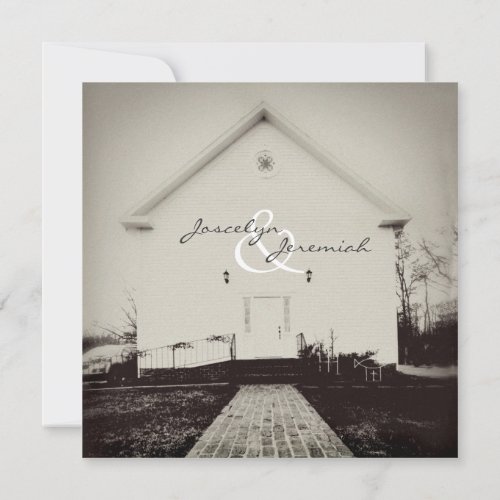 Old Church Vintage Wedding Invitation