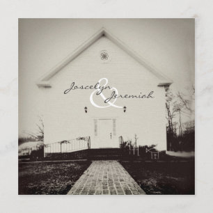 Old Church Vintage Wedding Invitation