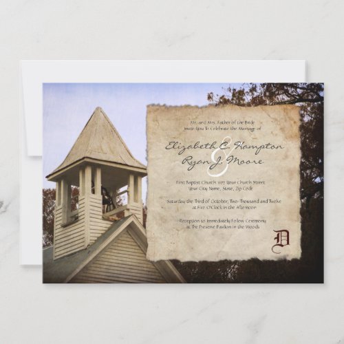Old Church Vintage Wedding Invitation