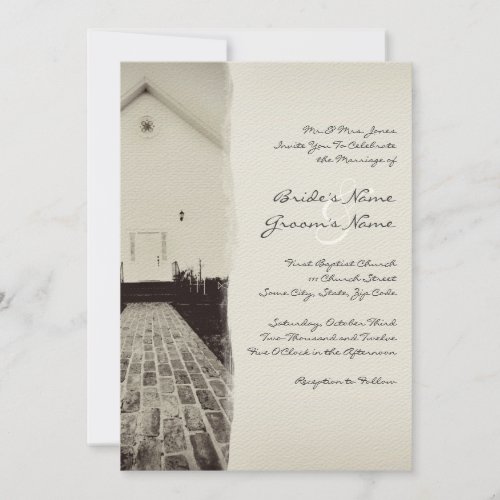 Old Church Vintage Wedding Invitation 5x7