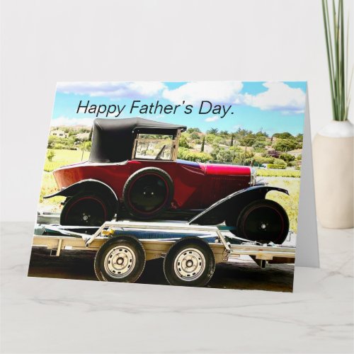 Old Citroen Car on A Trailer in France editable Card
