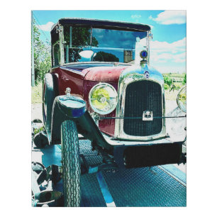Old Citroen Car on A Trailer in France Faux Canvas Print