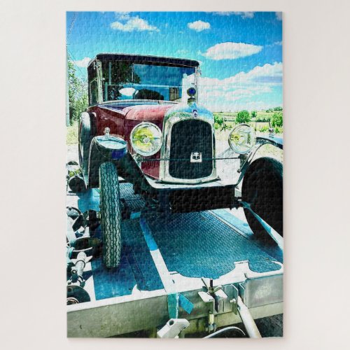 Old Citroen Car on A Trailer in France Jigsaw Puzzle
