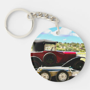 Old Citroen Car on A Trailer in France Keychain