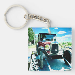 Old Citroen Car on A Trailer in France Keychain
