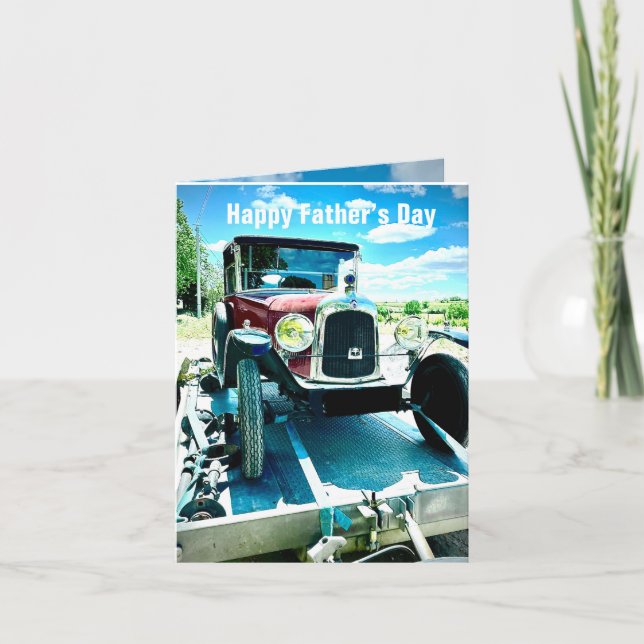 Old Citroen Car on Trailer in France Father’s Day Card (Front)
